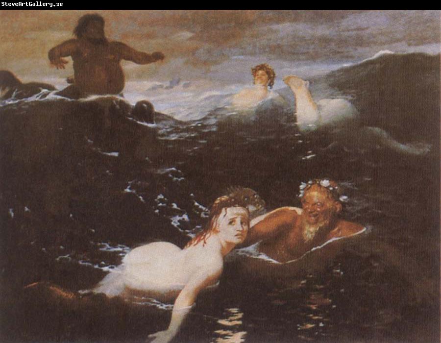 Arnold Bocklin Playing in the Waves